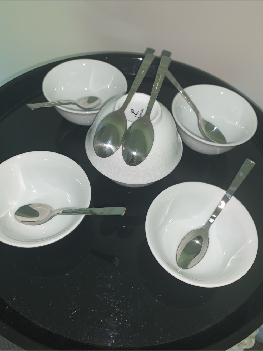 Luzerne & ONEIDA set of 6 Rice or Dipping Bowls + 6 Demi Spoons = 12 pcs